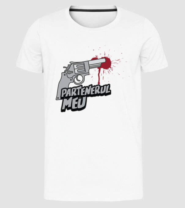 partenerul meu model alb pe tricou