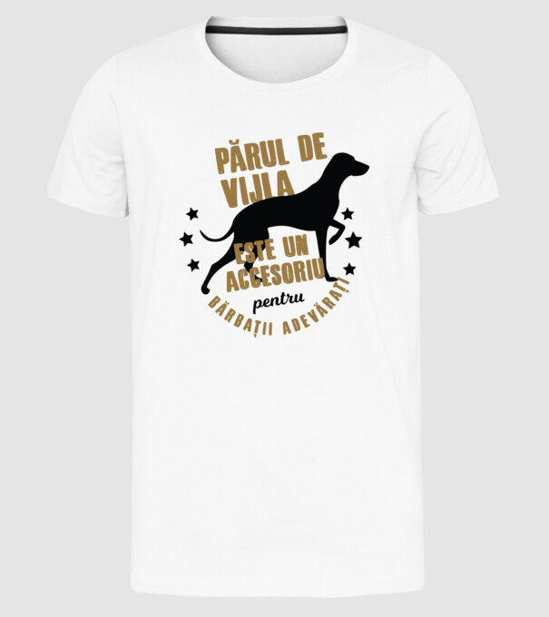 părul de vijla este un accesoriu pentru bărbații adevărați model alb pe tricou