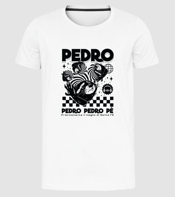 Pedro techno model alb pe tricou