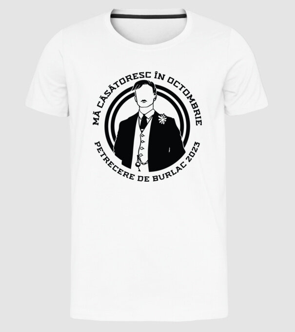 Petrecere de burlac octombrie model alb pe tricou
