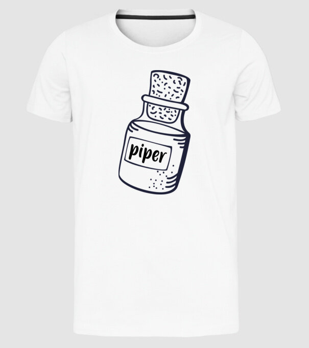 piper model alb pe tricou