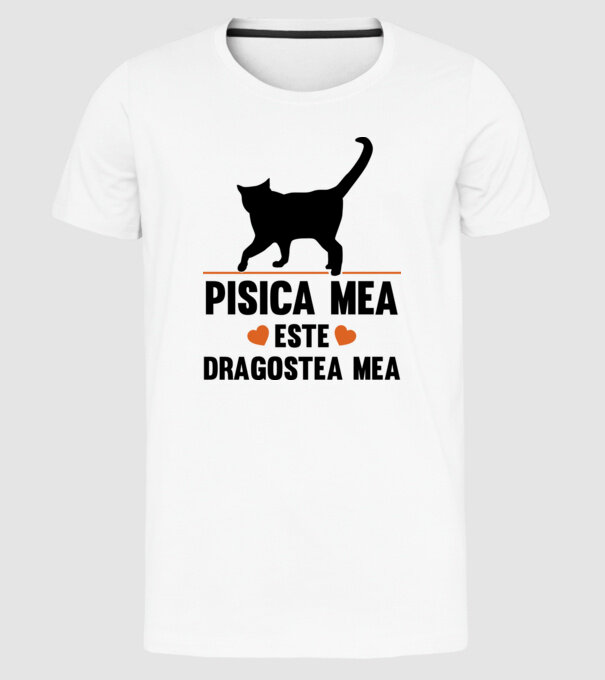 Pisica mea este dragostea mea model alb pe tricou