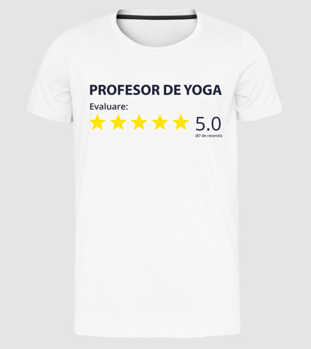 profesor de yoga evaluare model alb pe tricou