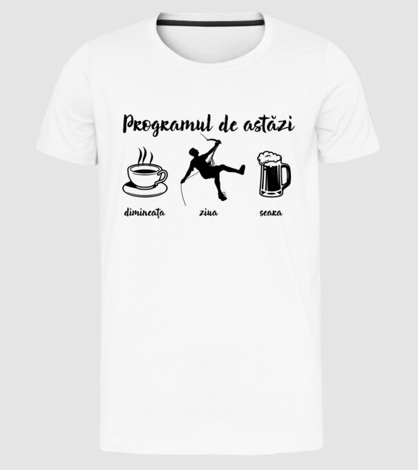 programul de astăzi: dimineața, ziua, seara model alb pe tricou