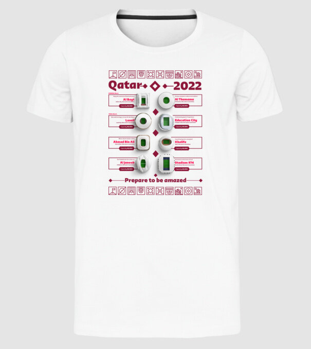 Qatar 2022 Stadiums white model alb pe tricou