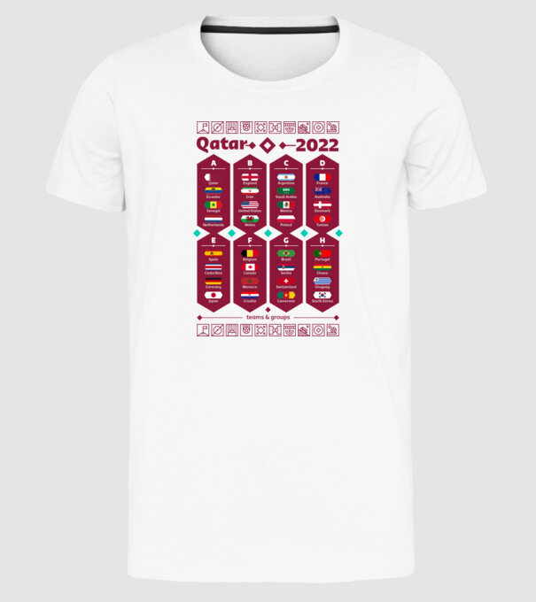 Qatar 2022 teams - groups white model alb pe tricou