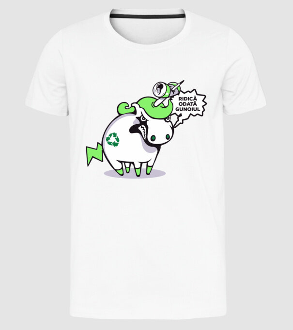 Ridică odată gunoiul model alb pe tricou
