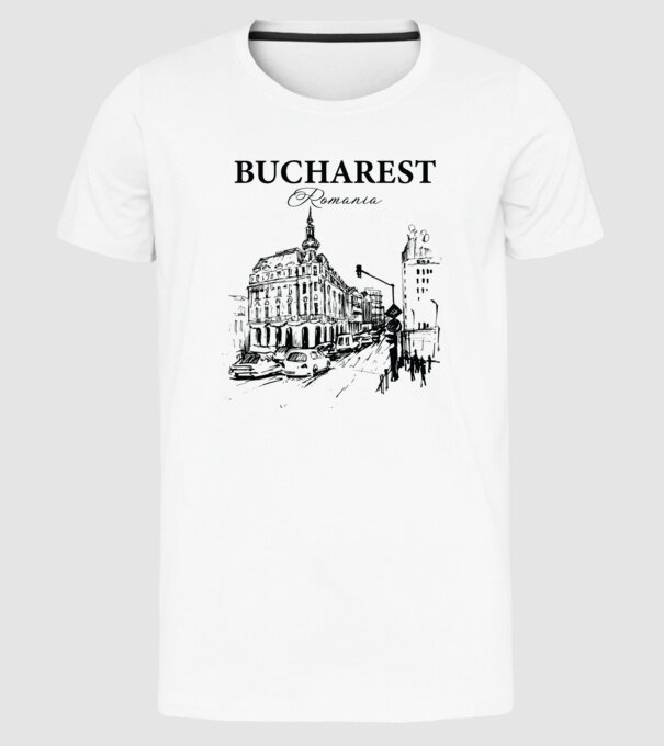 România Bucharest vintage model alb pe tricou
