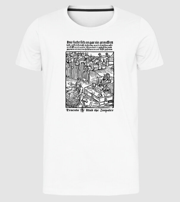 România dracula dark model alb pe tricou
