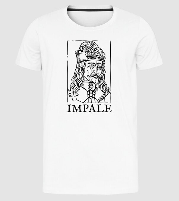 România dracula impale model alb pe tricou