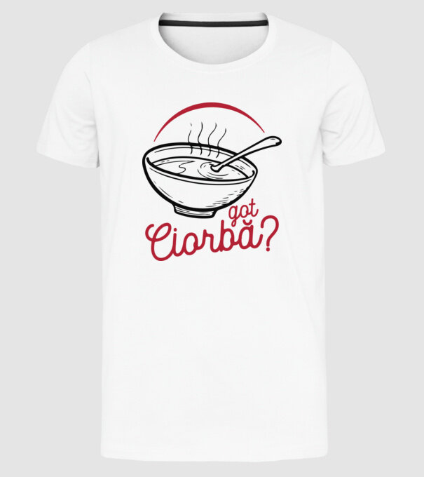 România Got ciorbă model alb pe tricou