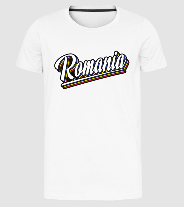 România retro model alb pe tricou