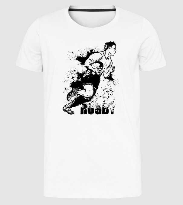 Rugby model alb pe tricou