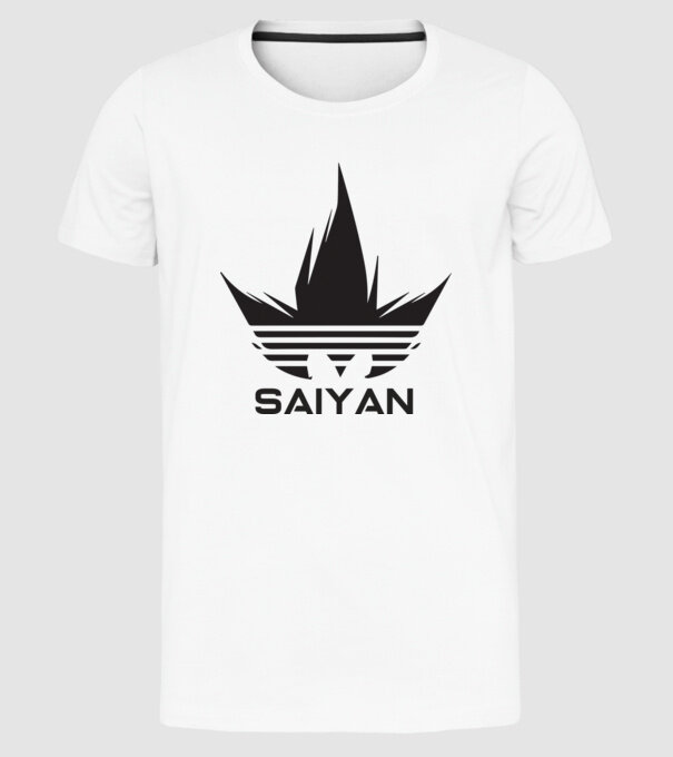 saiyan logo model alb pe tricou