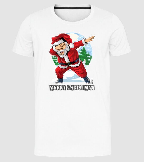 Santa merry christmas model alb pe tricou