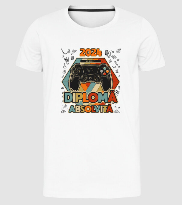 școala generală diplomă model alb pe tricou