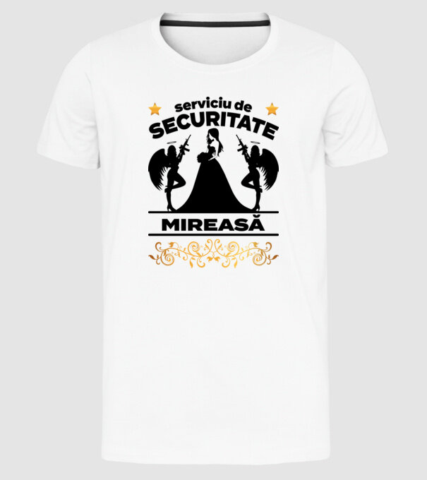 serviciu de securitate mireasă model alb pe tricou