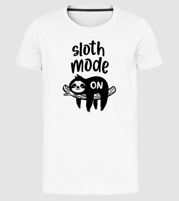Sloth mode on model alb pe tricou