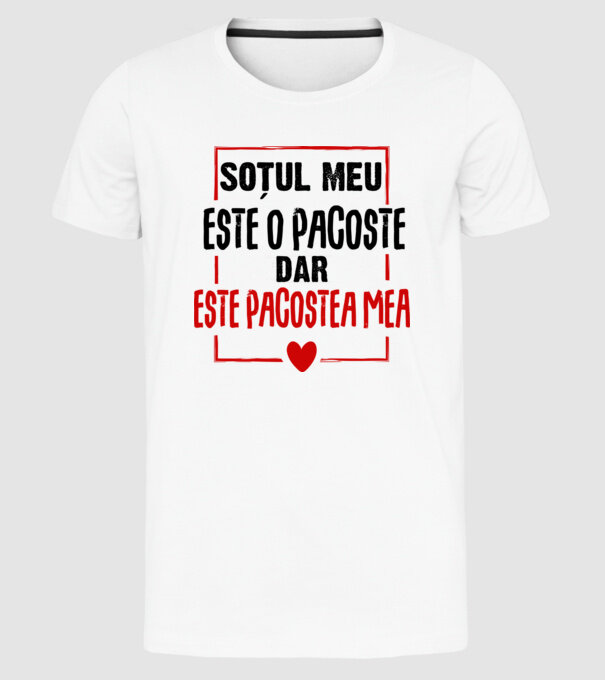 soțul meu este o pacoste model alb pe tricou