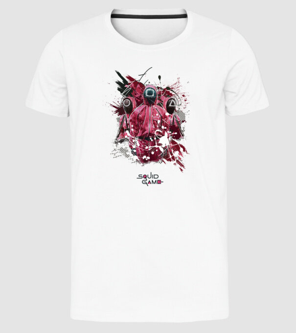 squid game poster model alb pe tricou