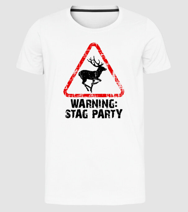 Stag Party model alb pe tricou
