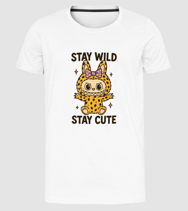 Stay wild - Labubu model alb pe tricou