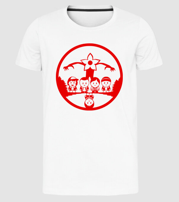 stranger things cartoon model alb pe tricou