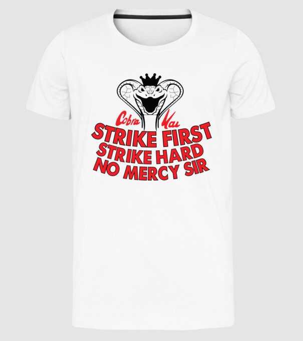 Strike first strike hard logo model alb pe tricou