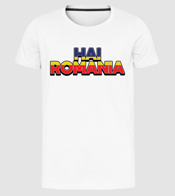 Subtitlu Hai Romania model alb pe tricou