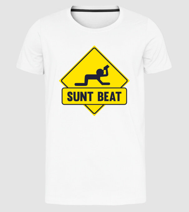 Sunt beat model alb pe tricou