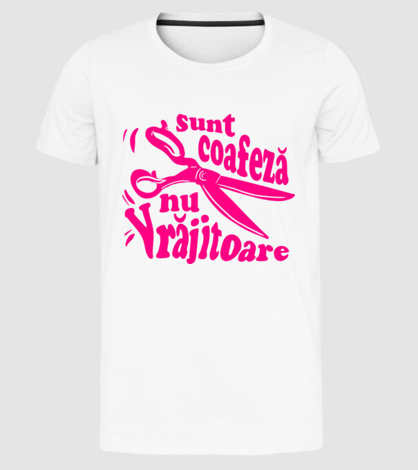sunt coafeză, nu vrăjitoare model alb pe tricou
