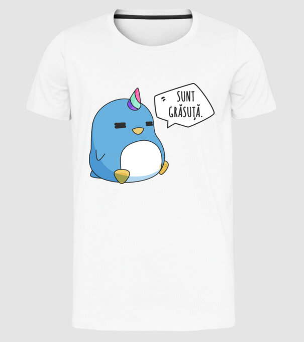 sunt grăsuță model alb pe tricou