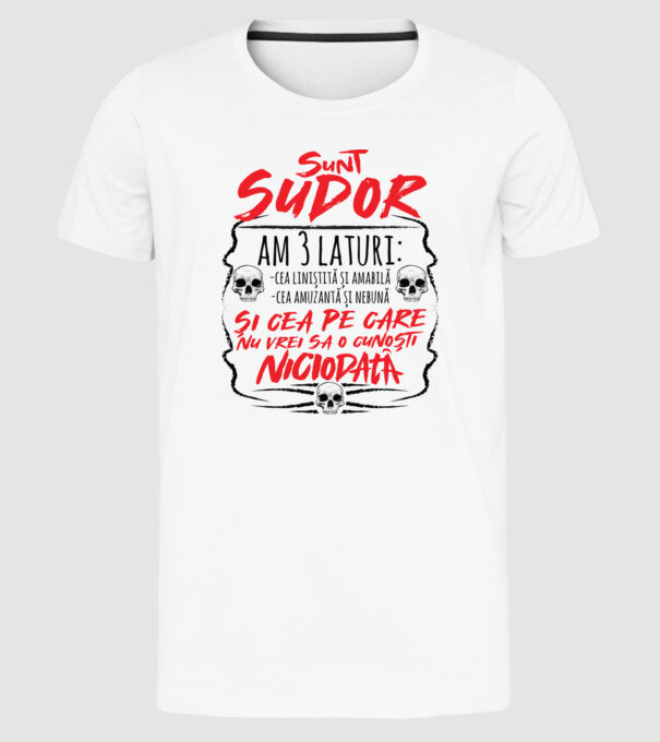 sunt sudor am 3 laturi model alb pe tricou