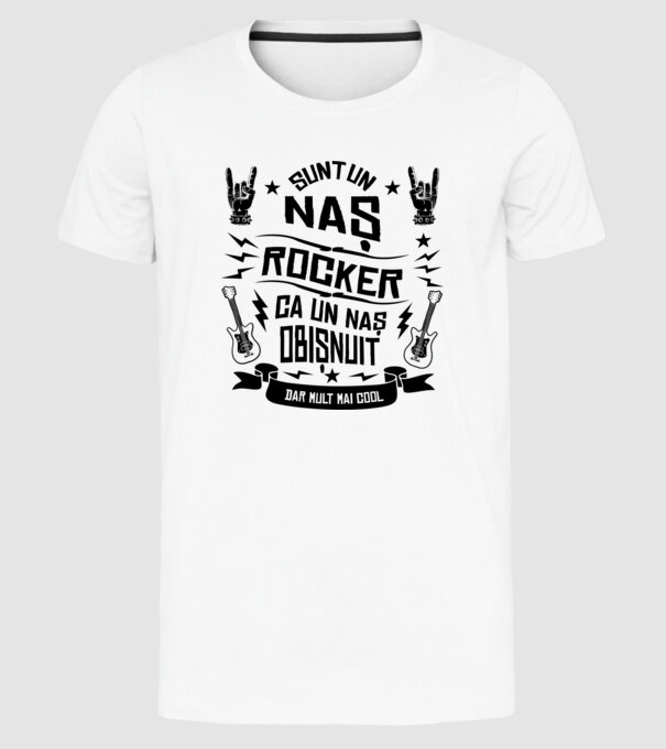Sunt un naș rocker, ca un naș obișnuit, dar mult mai cool model alb pe tricou