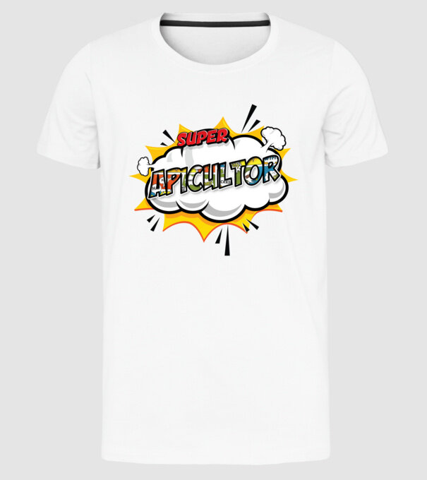 Super Apicultor model alb pe tricou