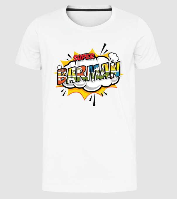 Super Barman model alb pe tricou