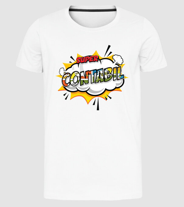 Super Contabil model alb pe tricou