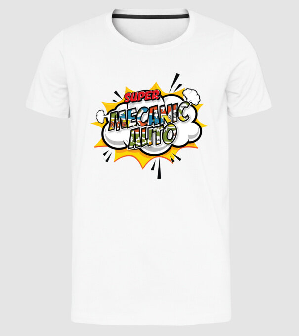 Super mecanic auto model alb pe tricou