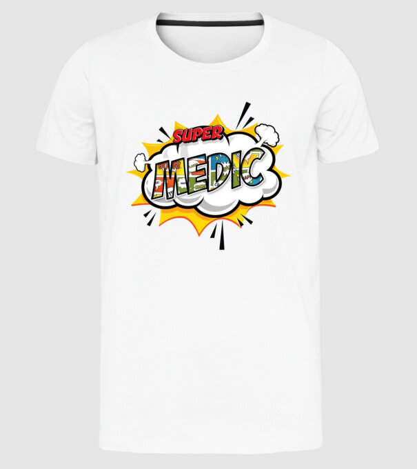 Super Medic model alb pe tricou