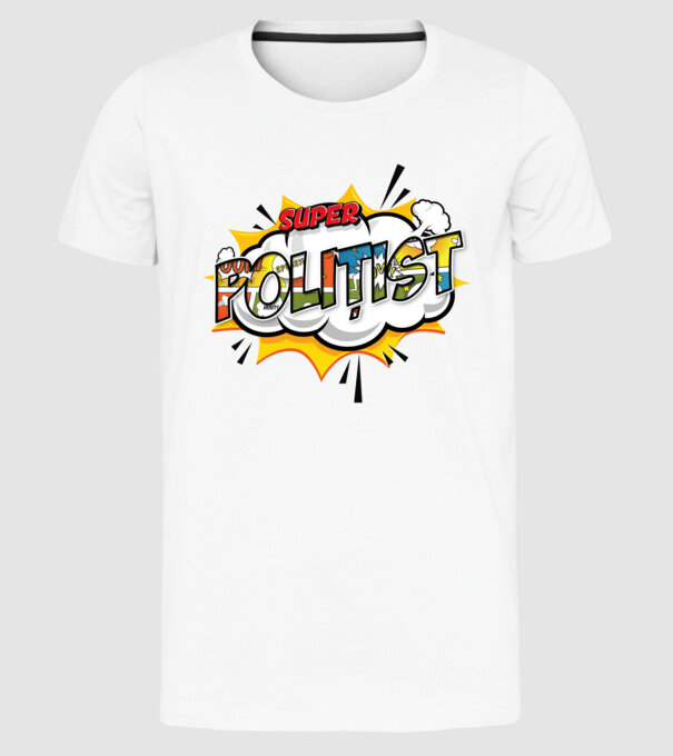 Super Polițist model alb pe tricou