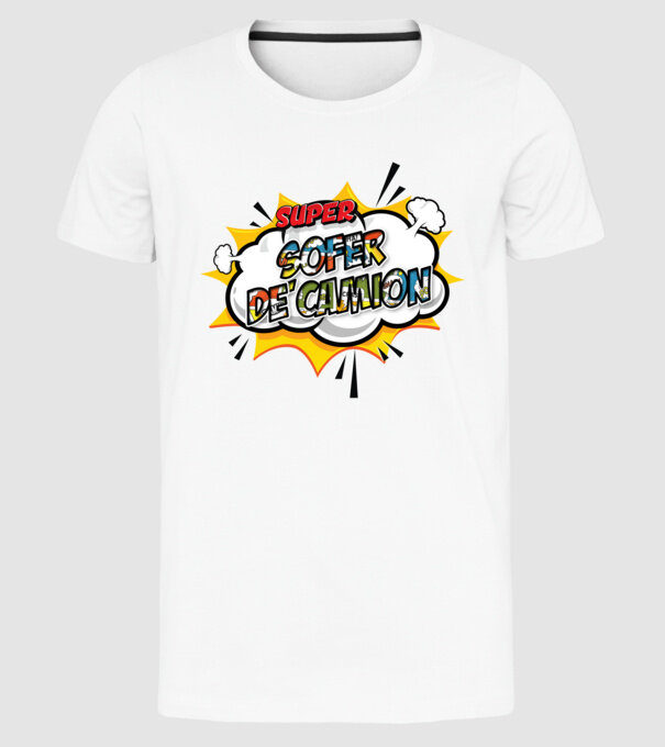 Super Șofer de camion model alb pe tricou