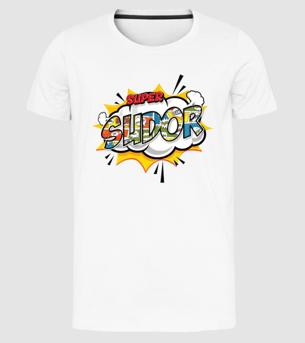 Super Sudor model alb pe tricou