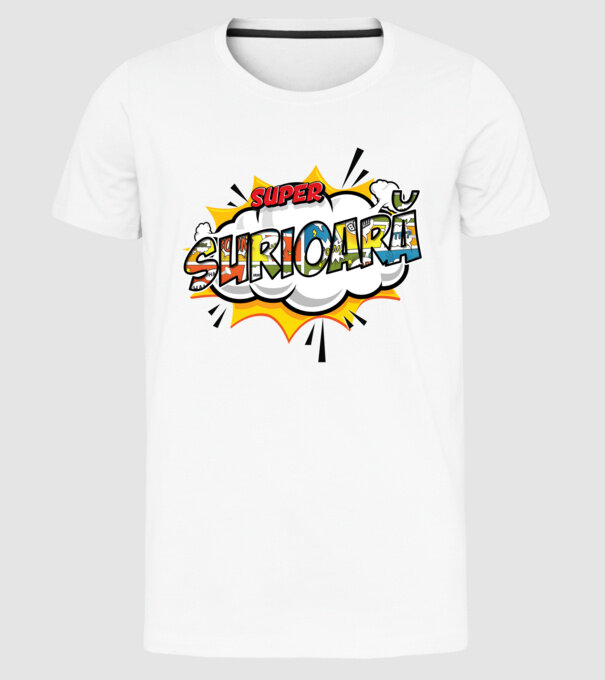 Super Surioară model alb pe tricou