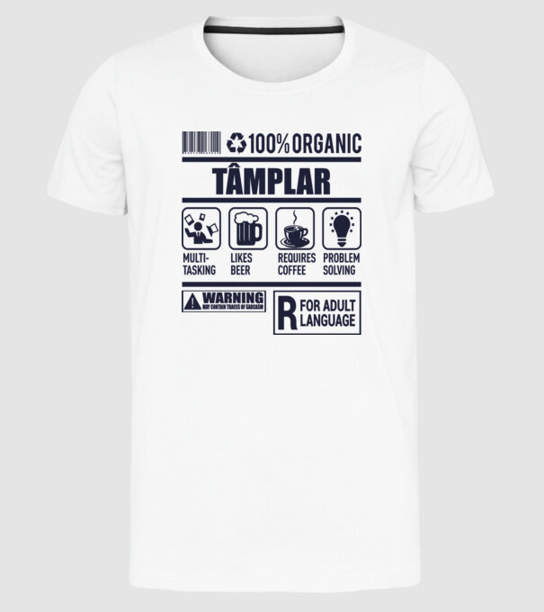 TÂMPLAR model alb pe tricou