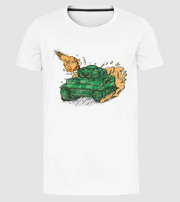 Tancuri model alb pe tricou