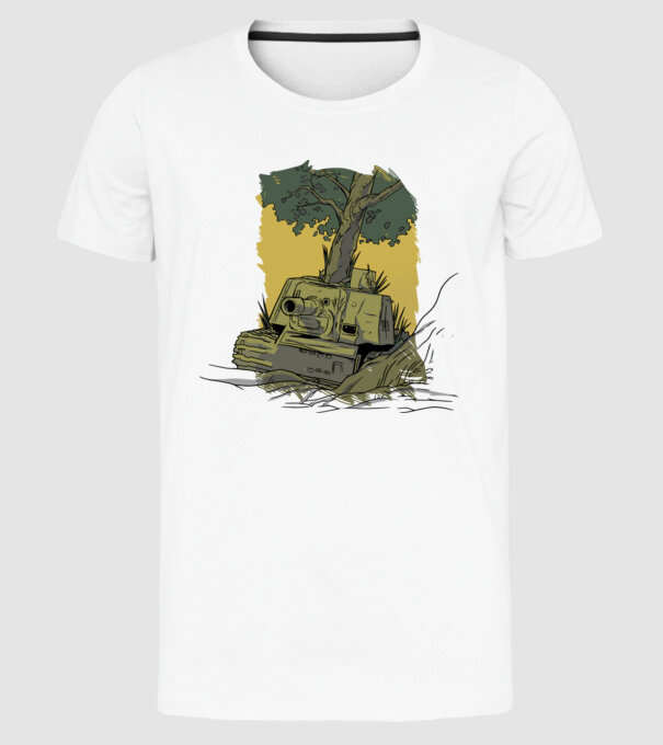 Tancuri model alb pe tricou