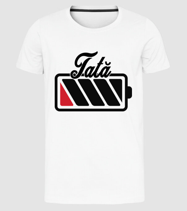 Tată la încărcat model alb pe tricou