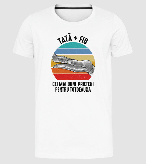 Tată - fiu - Cei mai buni prieteni pentru totdeauna model alb pe tricou