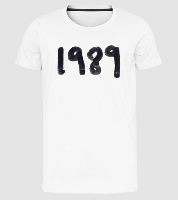 Taylor Swift 1989 text model alb pe tricou