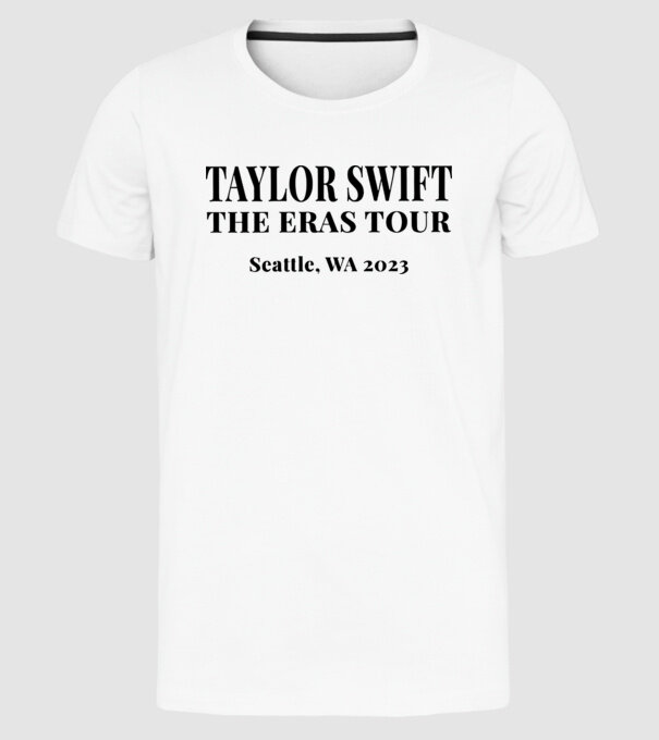 Taylor Swift Eras tour text2 model alb pe tricou